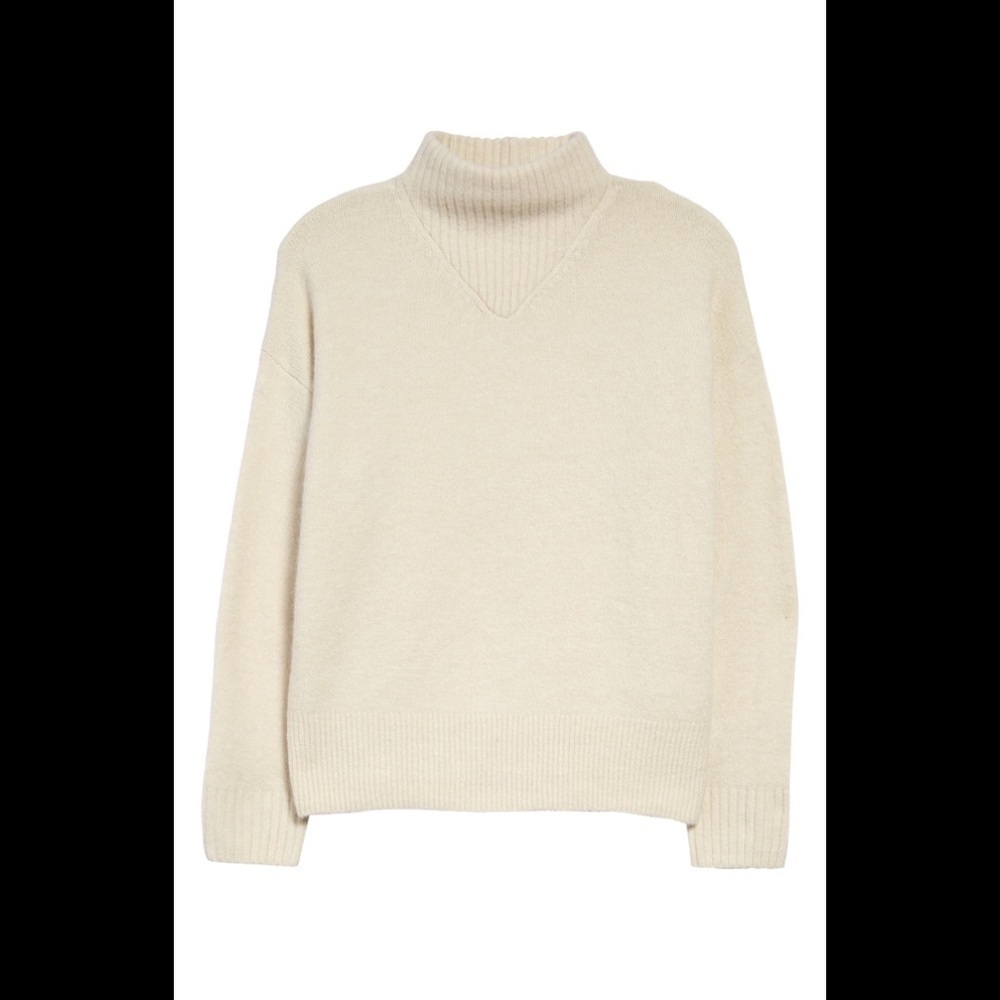 Madewell Dillon Mock Neck Pullover Sweater/ Heather Eggshell S